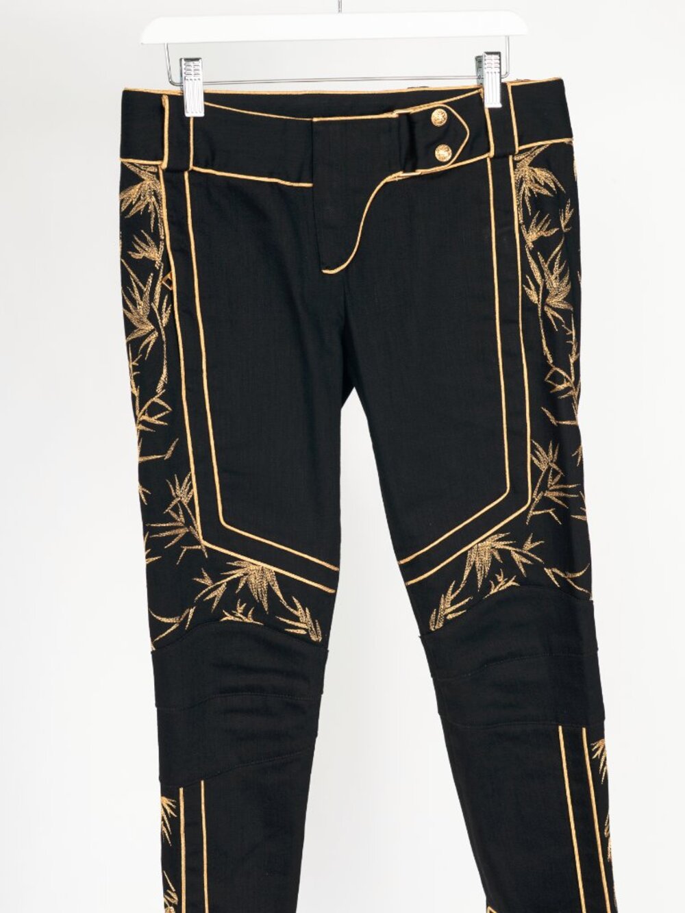 Balmain Black Embroidered Piped Riding-Style Jeans - Picture 4 of 12